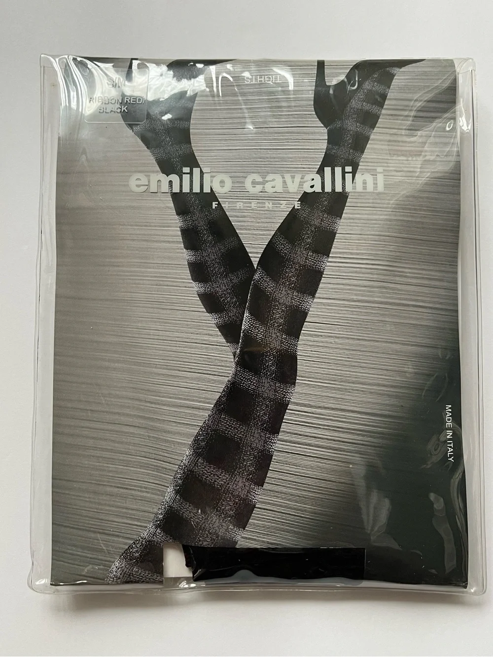 Emilio Cavallini Black Check Tights 110 Den S/M Made in Italy NIP